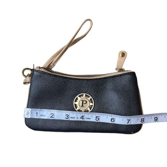 Parazul Wristlet Black with Tan. Gold Hardware Blue interior - Picture 4 of 6